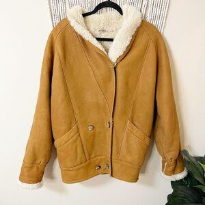 Lakeland Vintage Women's Genuine Lambskin Shearling Lined Suede Coat M